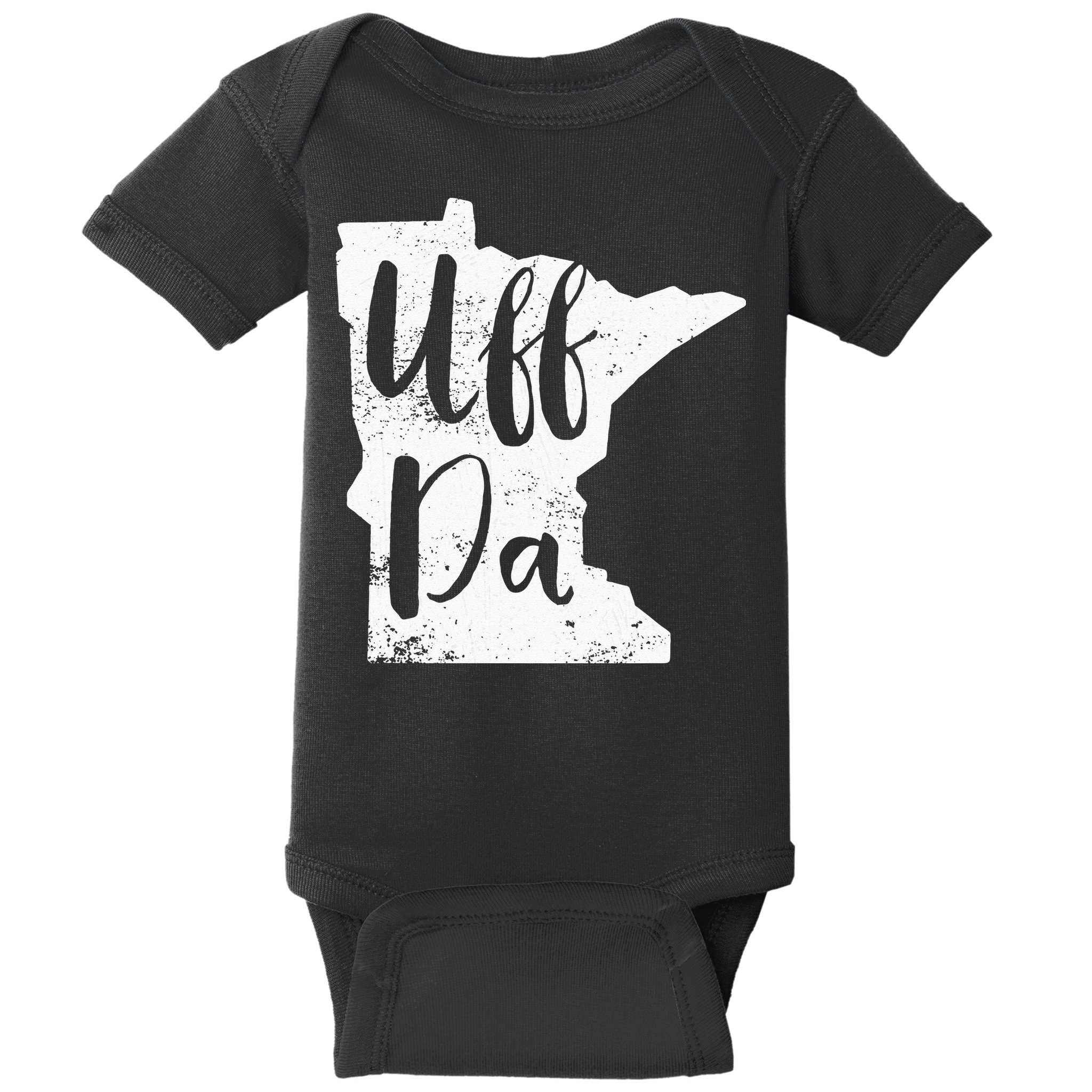 Uff Da Minnesota Map Funny Distressed Baby Bodysuit