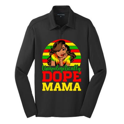 Unapologetically Dope Mama Juneteenth Afro Mom Mother's Day Cool Gift Silk Touch Performance Long Sleeve Polo