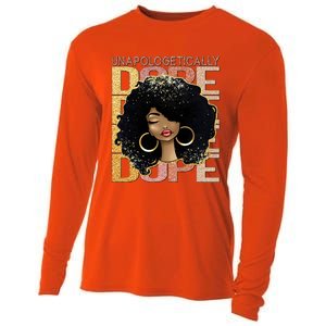 Unapologetically Dope Melanin Afro Queen Black History Month Gift Cooling Performance Long Sleeve Crew