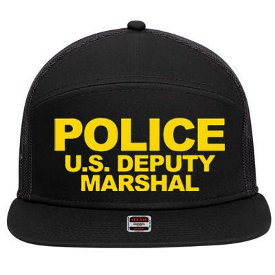 U.S. Deputy Marshal Front & Back Print Law Enforcement 7 Panel Mesh Trucker Snapback Hat