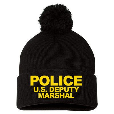 U.S. Deputy Marshal Front & Back Print Law Enforcement Pom Pom 12in Knit Beanie