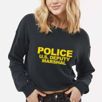 U.S. Deputy Marshal Front & Back Print Law Enforcement Cropped Pullover Crew