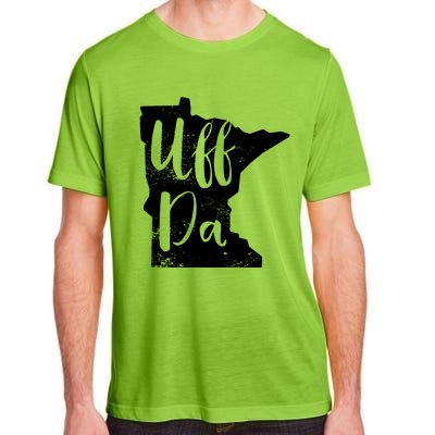 Uff Da Minnesota Map Funny Distressed Adult ChromaSoft Performance T-Shirt