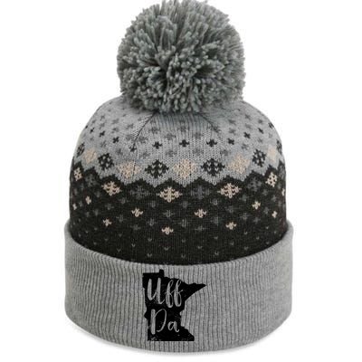 Uff Da Minnesota Map Funny Distressed The Baniff Cuffed Pom Beanie