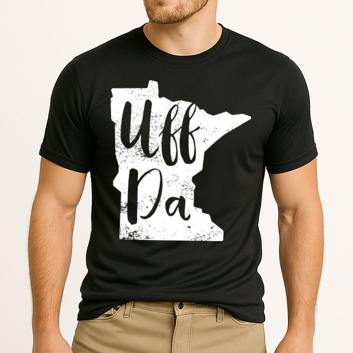 Uff Da Minnesota Map Funny Distressed Performance Shirt
