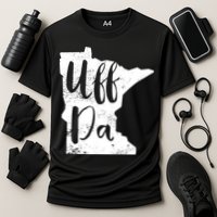 Uff Da Minnesota Map Funny Distressed Performance Shirt