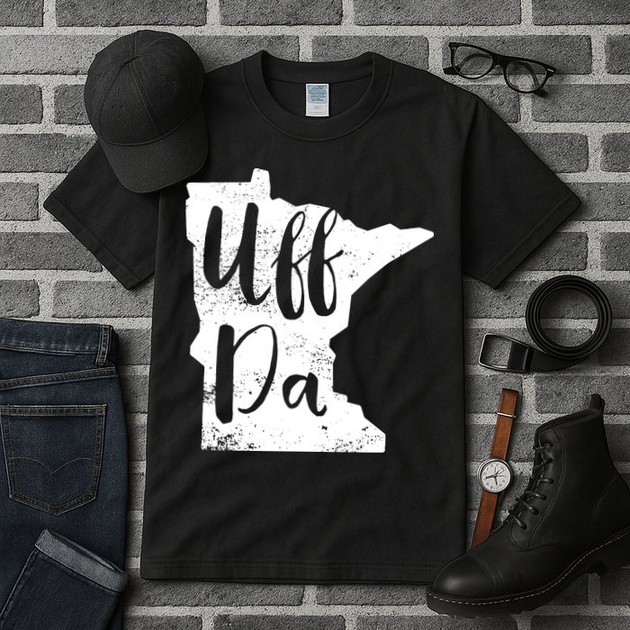 Uff Da Minnesota Map Funny Distressed Tall T-Shirt