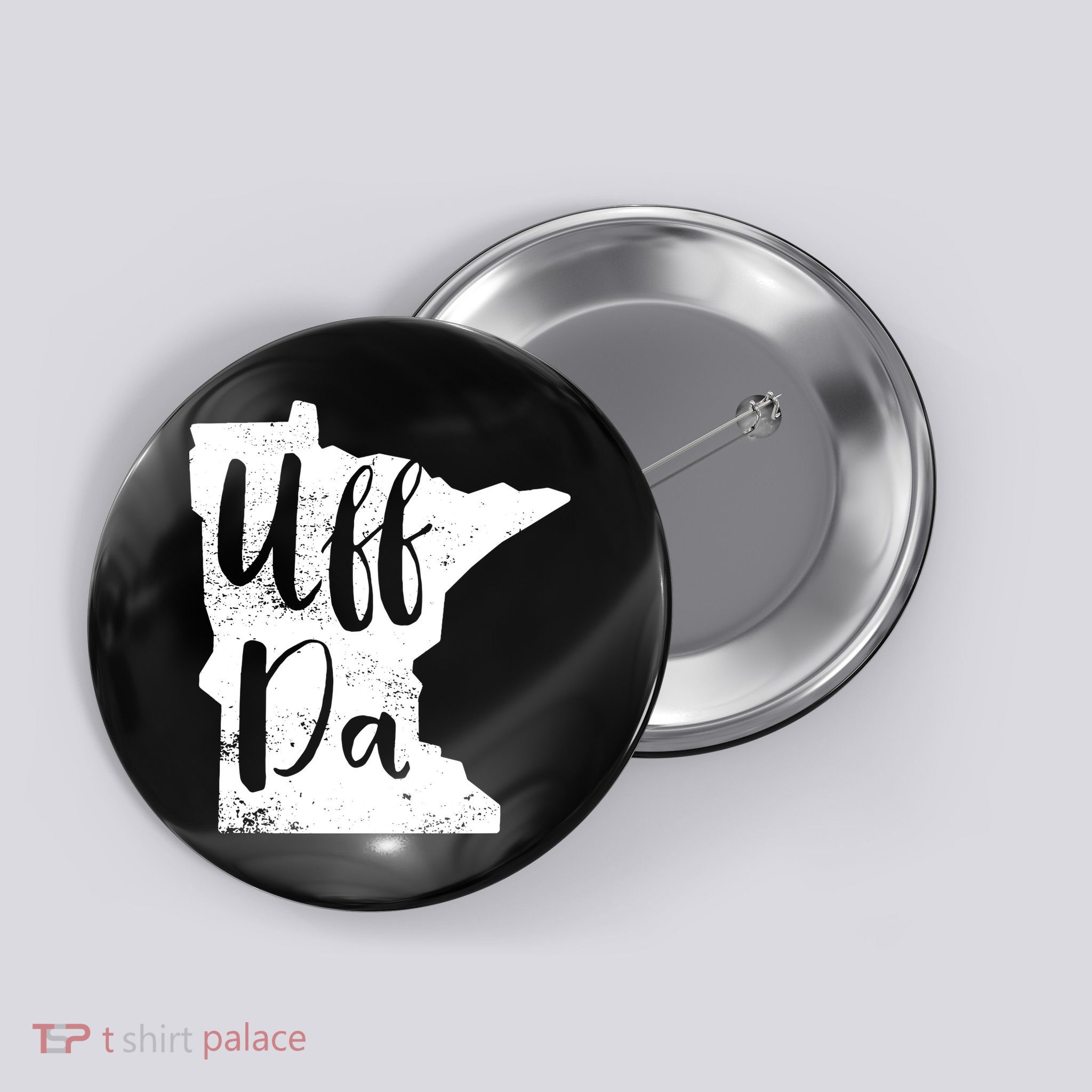 Uff Da Minnesota Map Funny Distressed Button