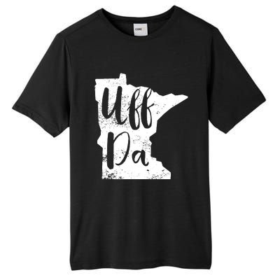 Uff Da Minnesota Map Funny Distressed Tall Fusion ChromaSoft Performance T-Shirt