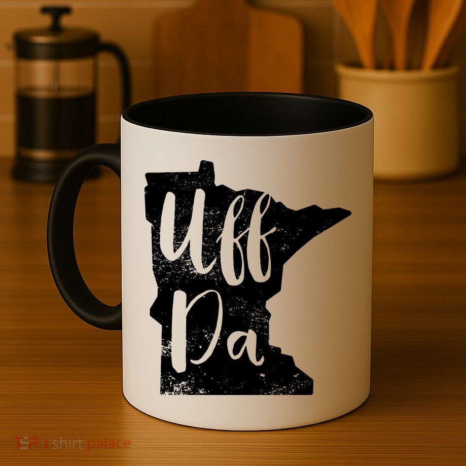Uff Da Minnesota Map Funny Distressed Mug