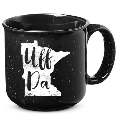 Uff Da Minnesota Map Funny Distressed 15oz Campfire Ceramic Mug