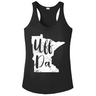 Uff Da Minnesota Map Funny Distressed Ladies PosiCharge Competitor Racerback Tank