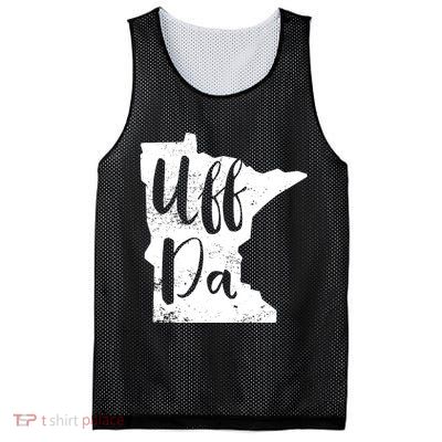 Uff Da Minnesota Map Funny Distressed Mesh Reversible Basketball Jersey Tank