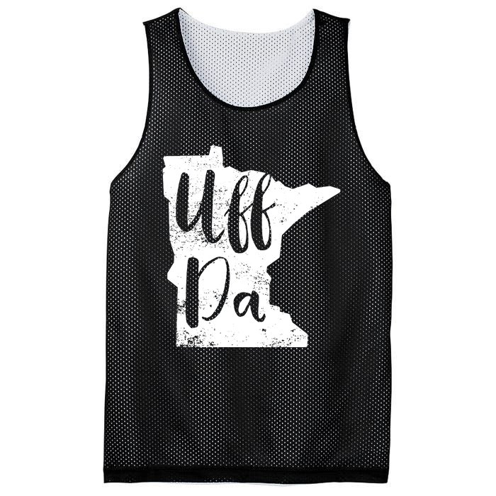 Uff Da Minnesota Map Funny Distressed Mesh Reversible Basketball Jersey Tank