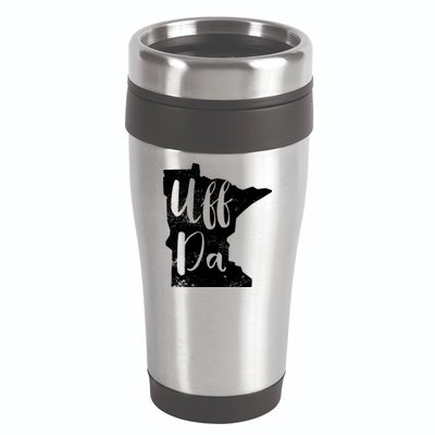 Uff Da Minnesota Map Funny Distressed 16oz Travel Tumbler