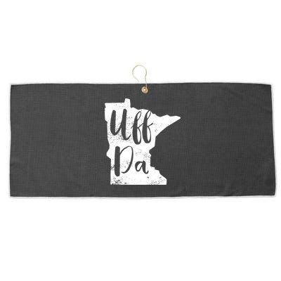 Uff Da Minnesota Map Funny Distressed Large Microfiber Waffle Golf Towel