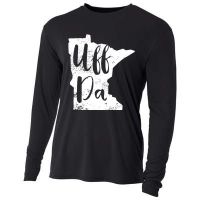 Uff Da Minnesota Map Funny Distressed Cooling Performance Long Sleeve Crew