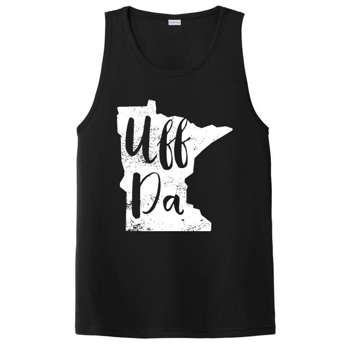 Uff Da Minnesota Map Funny Distressed PosiCharge Competitor Tank