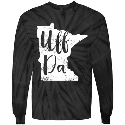 Uff Da Minnesota Map Funny Distressed Tie-Dye Long Sleeve Shirt