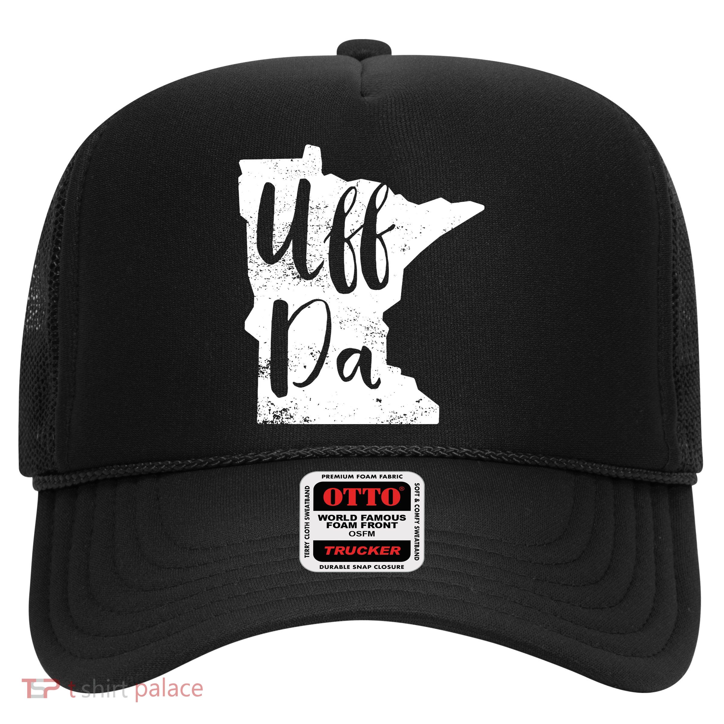 Uff Da Minnesota Map Funny Distressed Trucker Hat