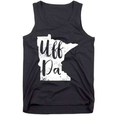 Uff Da Minnesota Map Funny Distressed Tank Top