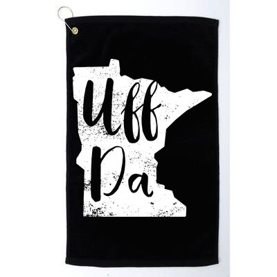 Uff Da Minnesota Map Funny Distressed Golf Towel