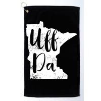 Uff Da Minnesota Map Funny Distressed Golf Towel