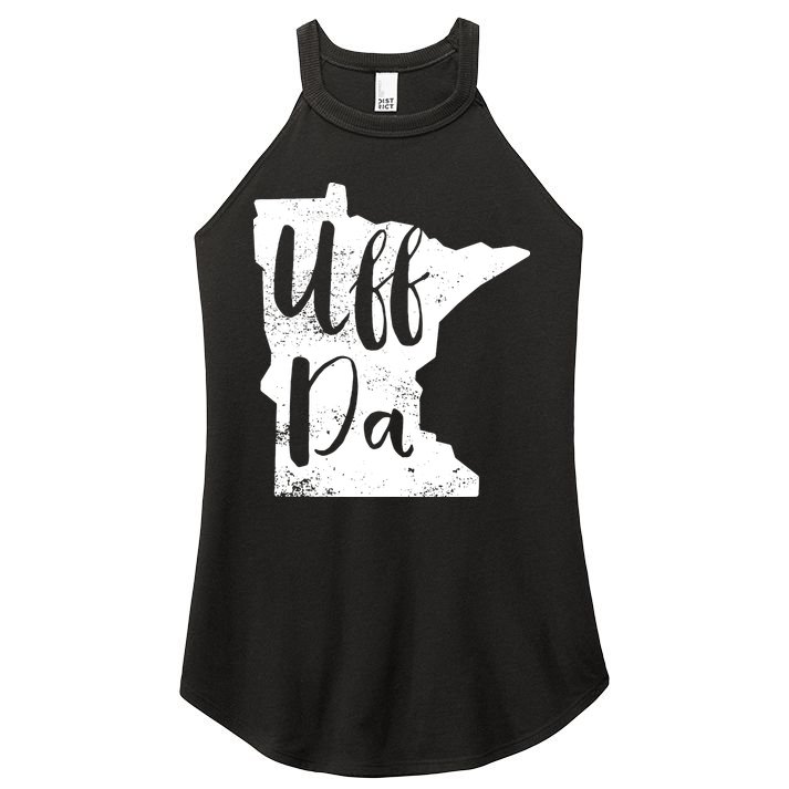 Uff Da Minnesota Map Funny Distressed Women's Perfect Tri Rocker Tank