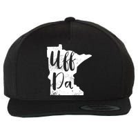 Uff Da Minnesota Map Funny Distressed Wool Snapback Cap