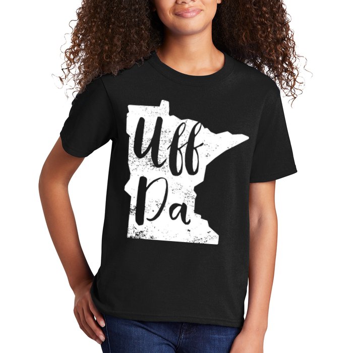 Uff Da Minnesota Map Funny Distressed Kids T-Shirt