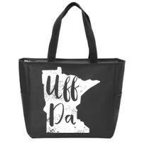Uff Da Minnesota Map Funny Distressed Zip Tote Bag