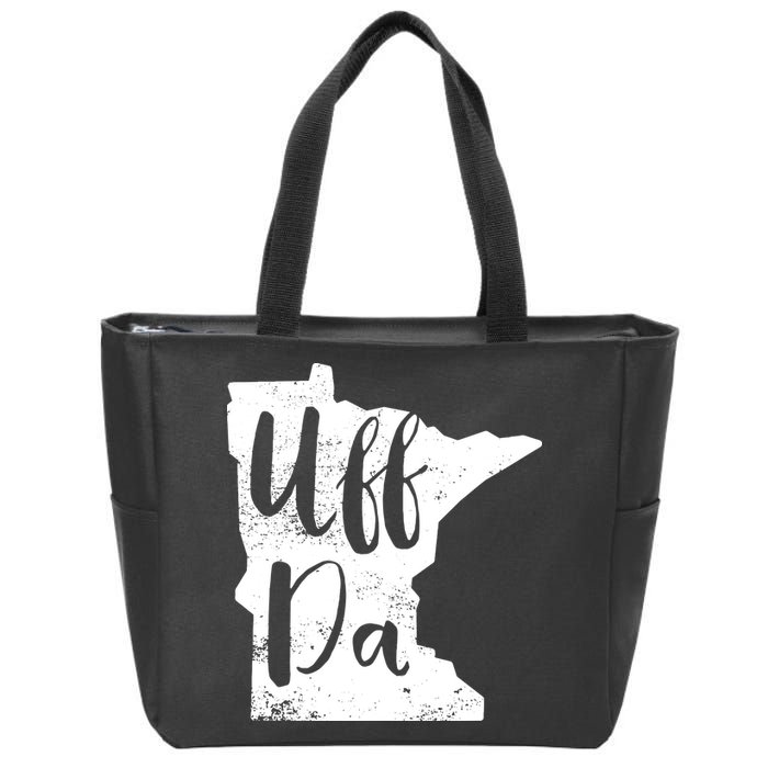 Uff Da Minnesota Map Funny Distressed Zip Tote Bag