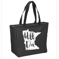 Uff Da Minnesota Map Funny Distressed Zip Tote Bag