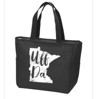 Uff Da Minnesota Map Funny Distressed Zip Tote Bag
