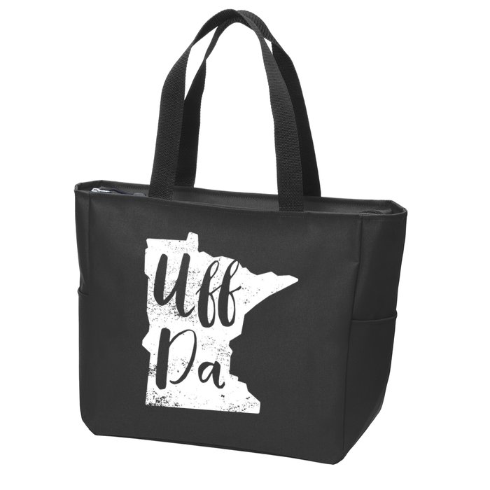 Uff Da Minnesota Map Funny Distressed Zip Tote Bag