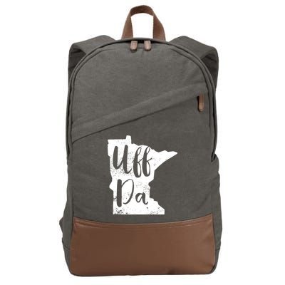 Uff Da Minnesota Map Funny Distressed Cotton Canvas Backpack