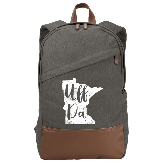 Uff Da Minnesota Map Funny Distressed Cotton Canvas Backpack