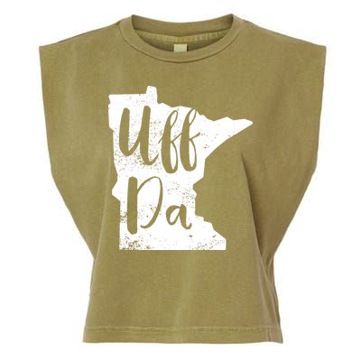 Uff Da Minnesota Map Funny Distressed Garment-Dyed Women's Muscle Tee