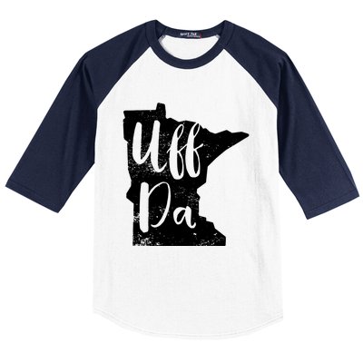 Uff Da Minnesota Map Funny Distressed Baseball Sleeve Shirt