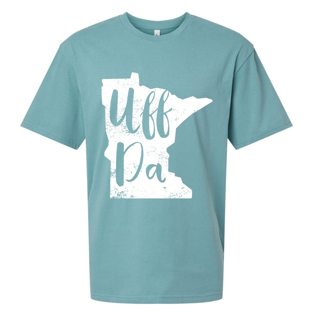 Uff Da Minnesota Map Funny Distressed Sueded Cloud Jersey T-Shirt