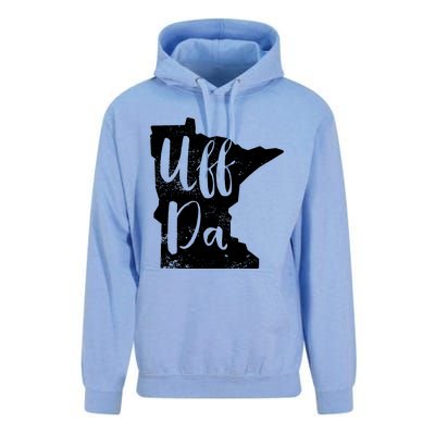 Uff Da Minnesota Map Funny Distressed Unisex Surf Hoodie