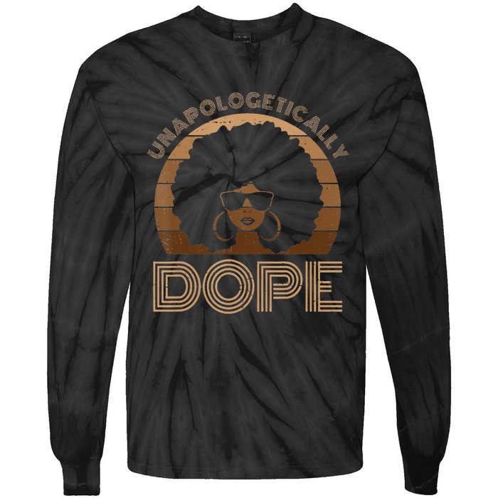 Unapologetically Dope Melanin Afro Queen Black History Month Tie-Dye Long Sleeve Shirt