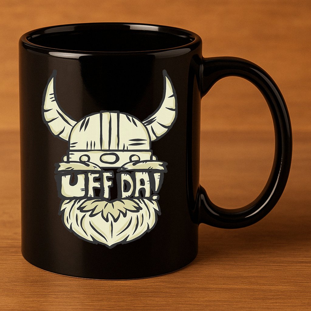 Uff Da Norwegian Quote Scandinavian Helmet 11oz C Handle Ceramic Mug