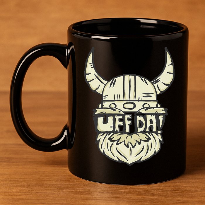 Uff Da Norwegian Quote Scandinavian Helmet 11oz C Handle Ceramic Mug