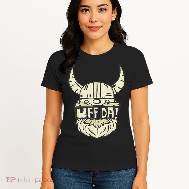 Uff Da Norwegian Quote Scandinavian Helmet Womens T-Shirt
