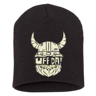 Uff Da Norwegian Quote Scandinavian Helmet Short Acrylic Beanie
