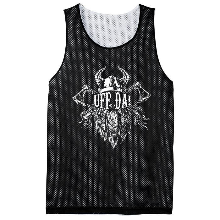 Uff Da Norwegian Quote Scandinavian Viking Helmet Beard Man Mesh Reversible Basketball Jersey Tank