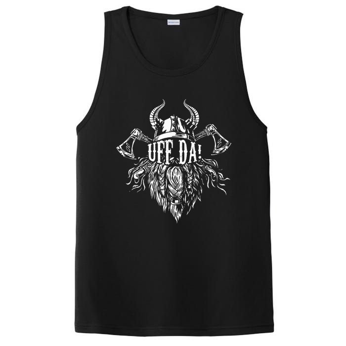 Uff Da Norwegian Quote Scandinavian Viking Helmet Beard Man PosiCharge Competitor Tank