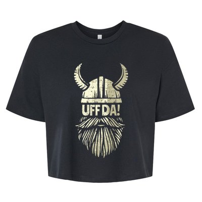 Uff Da Norwegian Quote Scandinavian Viking Helmet Beard Man  Bella+Canvas Jersey Crop Tee