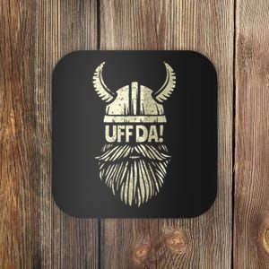 Uff Da Norwegian Quote Scandinavian Viking Helmet Beard Man  Coaster